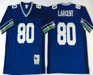 Men's Seattle Seahawks #80 Steve Largent Royal Blue Throwback Jersey by Mitchell & Ness