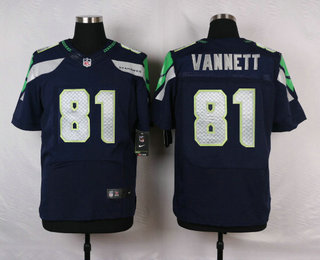 Men's Seattle Seahawks #81 Nick Vannett Navy Blue Team Color NFL Nike Elite Jersey