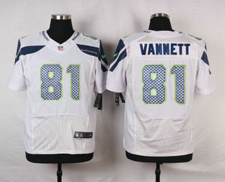 Men's Seattle Seahawks #81 Nick Vannett White Road NFL Nike Elite Jersey
