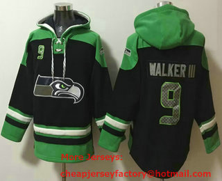 Men's Seattle Seahawks #9 Kenneth Walker III Navy Blue Ageless Must Have Lace Up Pullover Hoodie
