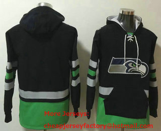 Men's Seattle Seahawks Blank NEW Navy Blue Pocket Stitched NFL Pullover Hoodie