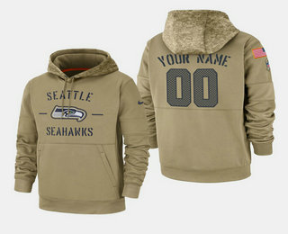 Men's Seattle Seahawks Custom 2019 Salute to Service Sideline Therma Pullover Hoodie