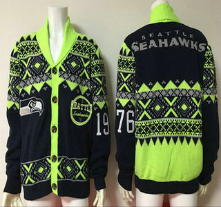 Men's Seattle Seahawks Founded in 1976 Button Multicolor NFL Sweater