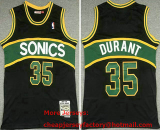 Men's Seattle Supersonics #35 Kevin Durant 2007-08 Black Hardwood Classics Soul Swingman Stitched NBA Throwback Jersey