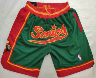Men's Seattle Supersonics Green 1995-96 Just Don Swingman Throwback Shorts
