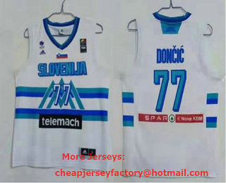Men's Slovenija Telemach #77 Doncic Luka White Tokyo Olympics Swingman Jersey