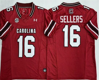 Men's South Carolina Fighting Gamecocks #16 LaNorris Sellers Limited Red FUSE College Football Jersey