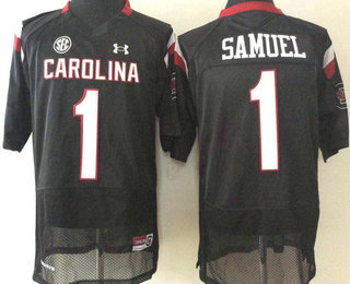Men's South Carolina Gamecocks #1 Deebo Samuel Black College Football Stitched Under Armour NCAA Jersey