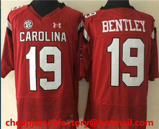 Men's South Carolina Gamecocks #19 Jake Bentley Red College Football Stitched Under Armour NCAA Jersey