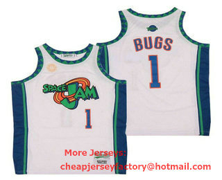 Men's Space Jam #1 Bugs Bunny White Soul Swingman Basketball Jersey