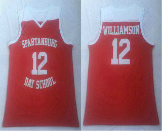 Men's Spartanburg Griffins #12 Zion Williamson Red High School Basketball Jersey