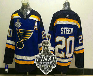 Men's St. Louis Blues #20 Alexander Steen Blue 2019 NHL Stanley Cup Final Patch Adidas Stitched NHL Jersey