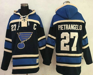 Men's St. Louis Blues #27 Alex Pietrangelo Navy Blue Stitched NHL Old Time Hockey Hoodie