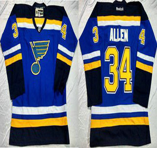 Men's St. Louis Blues #34 Jake Allen 2014 Blue Home NHL Reebok Jersey