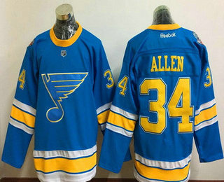 Men's St. Louis Blues #34 Jake Allen Blue 2017 Winter Classic Stitched NHL Reebok Hockey Jersey