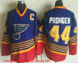 Men's St. Louis Blues #42 Chris Pronger 1995-96 Blue CCM Throwback Stitched Vintage Hockey Jersey