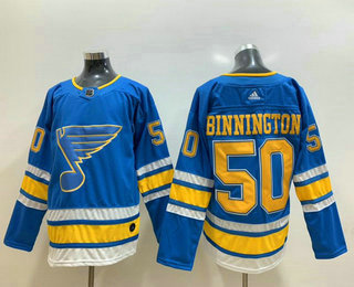 Men's St. Louis Blues #50 Jordan Binnington Blue Alternate Stitched NHL Jersey