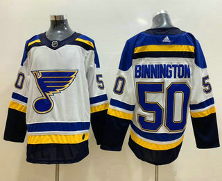 Men's St. Louis Blues #50 Jordan Binnington White Adidas Stitched NHL Jersey