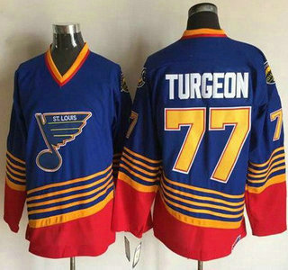 Men's St. Louis Blues #77 Pierre Turgeon 1995-96 Blue CCM Vintage Throwback Jersey