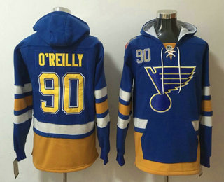 Men's St. Louis Blues #90 Ryan O'Reilly NEW Blue Pocket Stitched NHL Pullover Hoodie