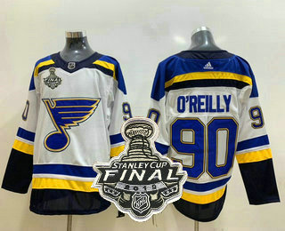 Men's St. Louis Blues #90 Ryan O'Reilly White 2019 NHL Stanley Cup Final Patch Adidas Stitched NHL Jersey