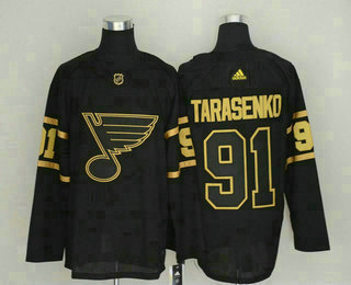 Men's St. Louis Blues #91 Vladimir Tarasenko Black Golden Adidas Stitched NHL Jersey