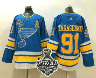 Men's St. Louis Blues #91 Vladimir Tarasenko Blue Winter Classic 2019 NHL Stanley Cup Final Patch Adidas Stitched NHL Jersey