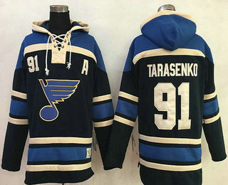 Men's St. Louis Blues #91 Vladimir Tarasenko Navy Blue Stitched NHL Old Time Hockey Hoodie