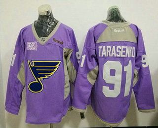 Men's St. Louis Blues #91 Vladimir Tarasenko Pink Fights Cancer Stitched NHL Reebok Hockey Jersey