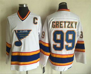 Men's St. Louis Blues #99 Wayne Gretzky 1998-99 White CCM Vintage Throwback Jersey