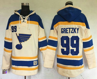 Men's St. Louis Blues #99 Wayne Gretzky Cream Old Time Hockey Hoodie