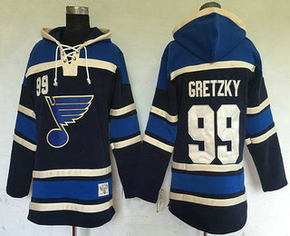 Men's St. Louis Blues #99 Wayne Gretzky Navy Blue Old Time Hockey Hoodie