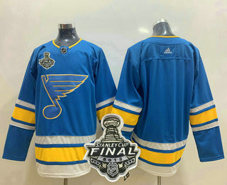 Men's St. Louis Blues Blank Blue Winter Classic 2019 NHL Stanley Cup Final Patch Adidas Stitched NHL Jersey