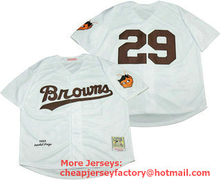 Men's St. Louis Browns #29 Satchel Paige White 1953 Mitchell & Ness Throwback Jersey