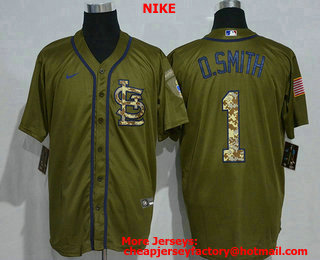 Men's St. Louis Cardinals #1 Ozzie Smith Green Salute To Service Stitched MLB Cool Base Nike Jersey
