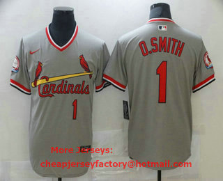 Men's St. Louis Cardinals #1 Ozzie Smith Grey Pullover Stitched MLB Cool Base Nike Jersey