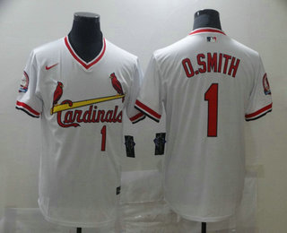 Men's St. Louis Cardinals #1 Ozzie Smith White Pullover Stitched MLB Cool Base Nike Jersey