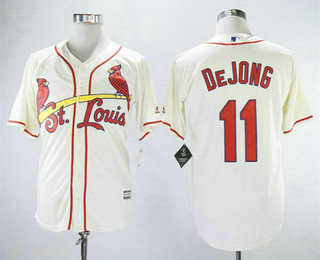 Men's St. Louis Cardinals #11 Paul DeJong Cream Stitched MLB Cool Base Jersey