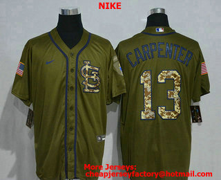 Men's St. Louis Cardinals #13 Matt Carpenter Green Salute To Service Stitched MLB Cool Base Nike Jersey