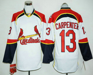 Men's St. Louis Cardinals #13 Matt Carpenter White Long Sleeve Baseball Jersey