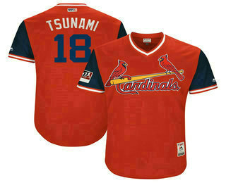 Men's St. Louis Cardinals #18 Carlos Martinez Tsunami Majestic Red-Navy 2018 Players' Weekend Authentic Jersey