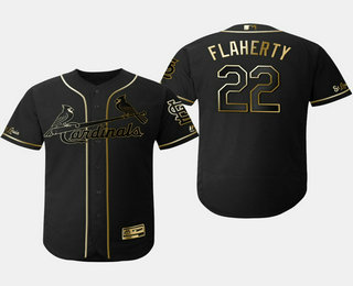 Men's St. Louis Cardinals #22 Jack Flaherty Black Gold Stitched MLB Flex Base Jersey