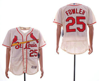Men's St. Louis Cardinals #25 Dexter Fowler Cream Stitched MLB Flex Base Jersey