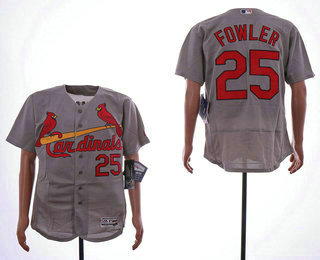 Men's St. Louis Cardinals #25 Dexter Fowler Gray Road Stitched MLB Flex Base Jersey