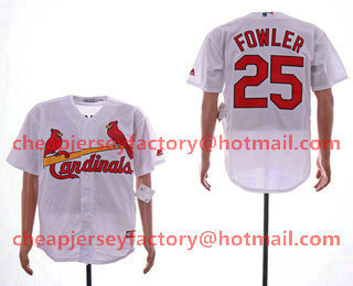 Men's St. Louis Cardinals #25 Dexter Fowler White Home Stitched MLB Cool Base Jersey