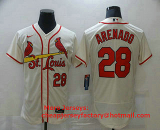 Men's St. Louis Cardinals #28 Nolan Arenado Cream Stitched MLB Flex Base Nike Jersey