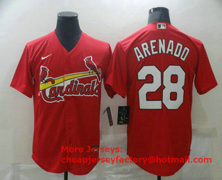 Men's St. Louis Cardinals #28 Nolan Arenado Red Stitched MLB Cool Base Nike Jersey