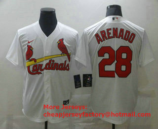 Men's St. Louis Cardinals #28 Nolan Arenado White Stitched MLB Cool Base Nike Jersey