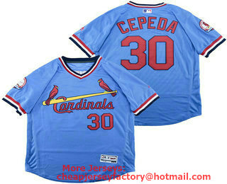 Men's St. Louis Cardinals #30 Orlando Cepeda Light Blue Pullover Stitched MLB Flex Base Jersey