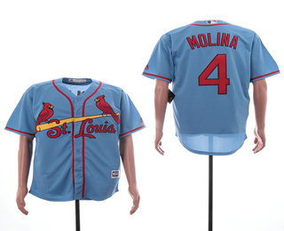 Men's St. Louis Cardinals #4 Yadier Molina Light Blue Stitched MLB Cool Base Jersey